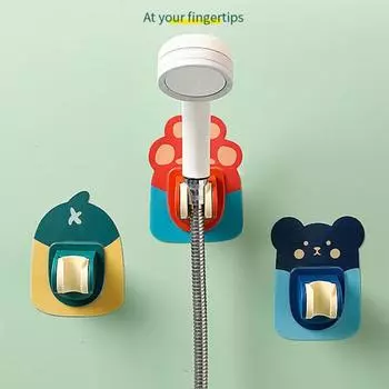 Кронштейн для душа, самоклеящийся, нескользящий, с рисунком из мультфильмов, с регулируемым углом наклона, водонепроницаемый, универсальный, ручной держатель для душа, для ванной комнаты и душа зелёный