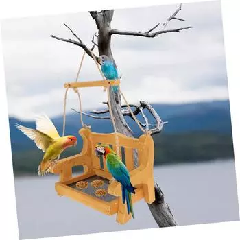 Кронштейн для кормушки для птиц на открытом воздухе, металлическое сетчатое дно, кормушка для птиц в форме деревянной скамьи, можно повесить на улице One Size