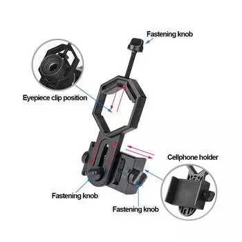 Кронштейн для крепления адаптера телескопа для мобильного телефона, алюминиевый сплав и пластиковый материал, многофункциональный чёрный