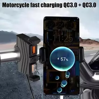 Кронштейн для крепления на руль, зарядное устройство для телефона, мотоциклетное зарядное устройство USB для телефона QC 3.0 PD, водонепроницаемая розетка с быстрой зарядкой типа C Dual QC