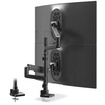 Кронштейн для монитора ACCURTEK, длинная штанга, до 57 дюймов, грузоподъемность каждого, свободная регулировка, тип газа, двойное использование, черный, 2 экрана, 60,5 см, 2~20 кг - чёрный