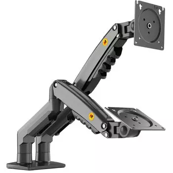 Кронштейн для монитора ПК, двойной кронштейн для дисплея, совместимый с 2 экранами, дюймовая грузоподъемность, тип газовой пружины, тип люверса, тип зажима, регулировка, место для хранения кабеля 17-27