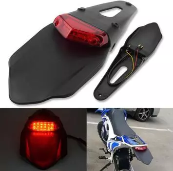 Кронштейн для номерного знака на заднее крыло мотоцикла с 12 В светодиодным задним фонарем, стоп-сигналом, универсальным для внедорожного эндуро-байка
