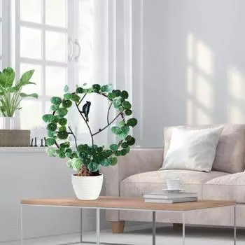 Кронштейн для вьющихся растений, круглый узор с птицей, железная креативная опорная рамка для цветов для сада L белый