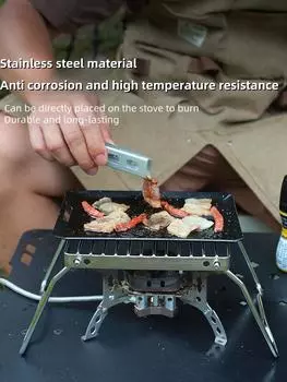 Кронштейн для верхней части уличной плиты, переносной складной держатель для чайника, мини-кронштейн из полосатой решетки из нержавеющей стали, держатель для противня белый