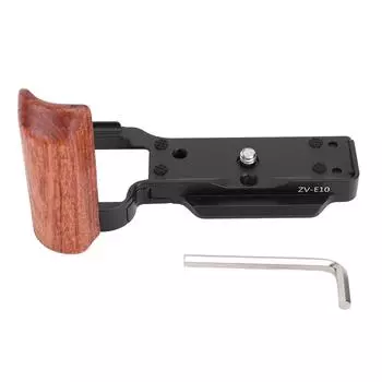 Кронштейн L для камеры ZV E10, алюминиевый, быстросъемная площадка для штатива с деревянной ручкой, резьба 1/4 дюйма, H