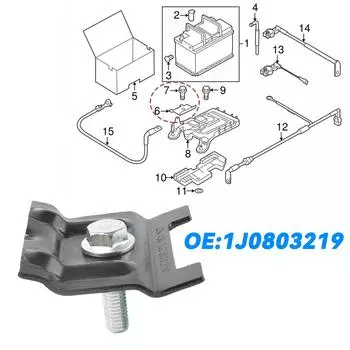 Кронштейн с зажимом для аккумулятора + болт для A3 Q3 VW Beetle CC Tiguan Jetta Polo Golf MK4 MK5 Passat B6 1J0803219 N10109210