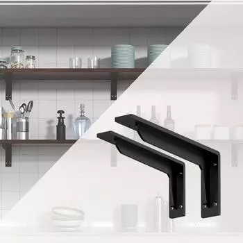 Кронштейны для плавающих полок из нержавеющей стали, глухие кронштейны - кронштейны для плавающих полок - L-образные кронштейны, усиленные кронштейны 8 inch