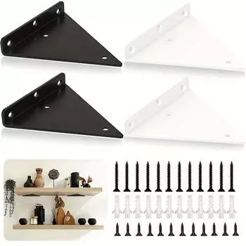 Кронштейны для полок - 5,5-дюймовые треугольные кронштейны для полок, скрытый кронштейн для полок, усиленный кронштейн и опора, квадратная плавающая опора 3.9x3.14inch