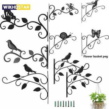 Кронштейны для растений, подвесной цветочный горшок, корзина, держатель для цветочной корзины, металлический кронштейн в деревенском стиле, широкое основание, устойчивое к погодным условиям, для растений C 30x23cm