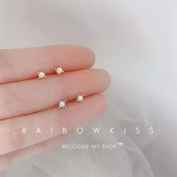 Крошечные серьги-пусеты с жемчугом с 4 крапанами, минималистичный невидимый дизайн, изящные украшения, подарок для женщин золотой