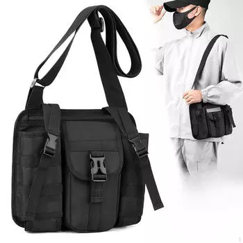 Кросс-боди легкая тактическая сумка через плечо для спорта на открытом воздухе кемпинга для женщин чёрный