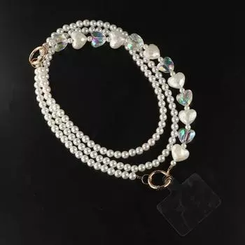 Кроссбоди цепочка для телефона с жемчужинами, расшитая вручную бисером, длинный ремешок для мобильного телефона, шнурок для женщин и девочек Color gold