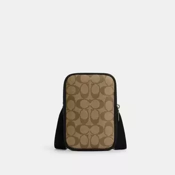 Кроссбоди Coach Aden из канвы Signature цвета бронзы, хаки