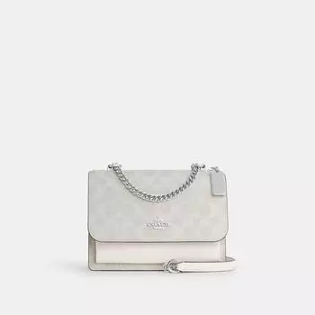 Кроссбоди Coach Klare из канвы Signature, цвет серебристого мела, белый ледник