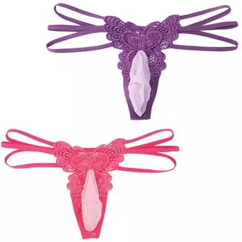 Кроссдрессинг Косплей Очаровательные стринги Брюки Сексуальное нижнее белье Комплект из 2 предметов T Bag Брюки для мужчин Большие размеры Экстремальные мальчики Девочки Кроссдрессинг Мальчики