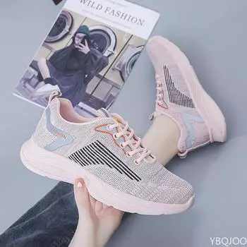 Кроссовки 2024 года, модные женские туфли на платформе со шнуровкой, летние спортивные туфли больших размеров с сеткой на плоской подошве, женские вулканизированные туфли 35 чёрный