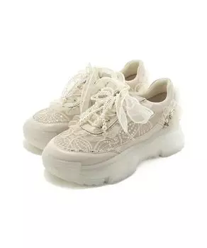 Кроссовки 2WAY Pearl x Beads Ribbon Sneakers PH35192 см [Randa] женские, кремово-белые 23,5