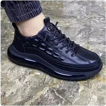 Кроссовки Air cushion мужские 2025 весна и осень мужские повседневные кроссовки модные универсальные с рисунком крокодила мужские туфли 39 чёрный