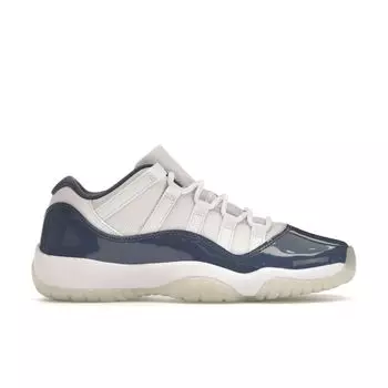 Кроссовки Air Jordan 11 Retro Low GS Diffused Blue Kids, белые, темно-синие, футбольные, серые FV5121-104 36