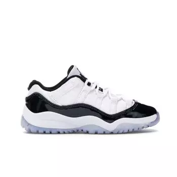Кроссовки Air Jordan 11 Retro Low PS Emerald Kids Бело-белые черно-изумрудные с подъемом 505835-145