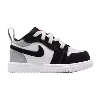 Кроссовки Air Jordan 1 Low ALT SE TD белые черные матовые серебристые детские огненно-красные IB3886-106 23.5