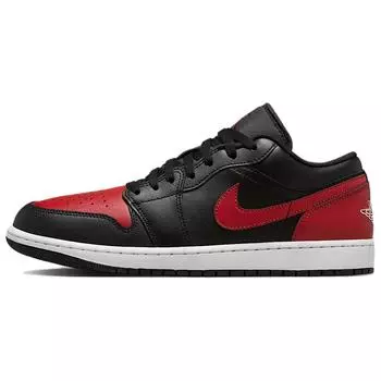 Кроссовки Air Jordan 1 Low Bred мужские черные Varsity-красные белые 553558-067 44
