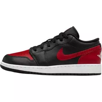 Кроссовки Air Jordan 1 Low GS Bred Kids черные Varsity-красные Summit-белые 553560-067 38