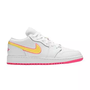 Детские кроссовки Air Jordan 1 Low GS Edge Glow White Lemon-Venom Pink-Blast CV4610-100