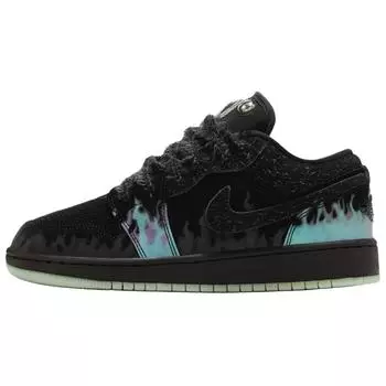Кроссовки Air Jordan 1 Low GS Fortune Fly Kids, черные, зеленые-морозные, черные-малиновые HQ3442-001 36.5