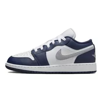 Кроссовки Air Jordan 1 Low GS Midnight Navy Wolf Grey Детские Белые 553560-141 36