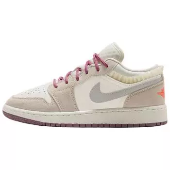 Кроссовки Air Jordan 1 Low GS Sail Violet Dust Kids Cream Legend-Light-Brown Neutral-Grey FQ8094-100 40