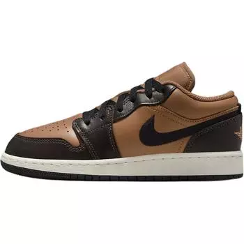 Кроссовки Air Jordan 1 Low SE GS Flax Baroque Brown Kids, винтажно-коралловые, черные HQ3604-201 39