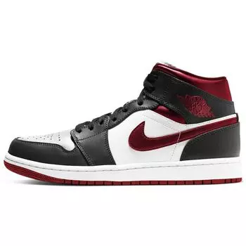 Кроссовки Air Jordan 1 Mid Black Gym Red белые 554724-122 44.5