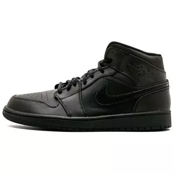 Кроссовки Air Jordan 1 Mid Black White мужские 554724-034