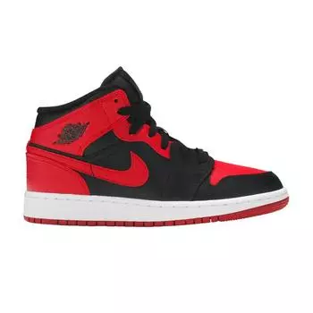 Кроссовки Air Jordan 1 Mid GS Banned Kids Красный Черный Университет-Красный 554725-074