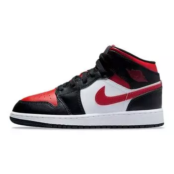 Кроссовки Air Jordan 1 Mid GS Black Fire Red Детские Белые 554725-079 36.5