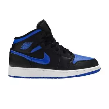 Детские кроссовки Air Jordan 1 Mid GS Black Hyper Royal Blue White 554725-068