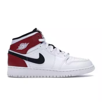 Кроссовки Air Jordan 1 Mid GS Chicago Kids Белый Черный-Gym-Красный 554725-116