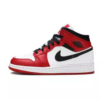 Кроссовки Air Jordan 1 Mid GS Chicago Kids Red White Gym-Red 554725-173