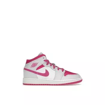 Кроссовки Air Jordan 1 Mid GS Fire Pink Kids белые Iris-Whisper FD8780-500 36.5