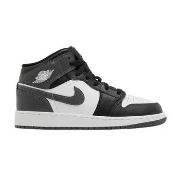 Кроссовки Air Jordan 1 Mid GS Iron Grey Kids черные белые DQ8423-001 36.5
