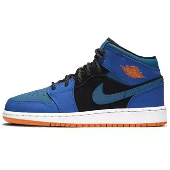 Кроссовки Air Jordan 1 Mid GS Racer Blue Kids Green-Abyss Black 554725-440 36.5