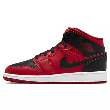 Кроссовки Air Jordan 1 Mid GS Reverse Bred Kids Gym-красные черные белые 554725-660 36