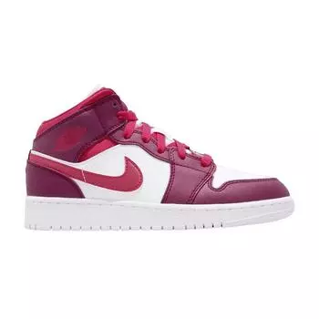 Кроссовки Air Jordan 1 Mid GS Rush Pink Red True-Berry Rush-Pink-White 555112-661