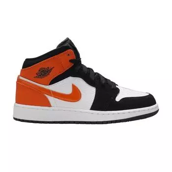 Детские кроссовки Air Jordan 1 Mid GS Shattered Backboard Black Starfish White 554725-058
