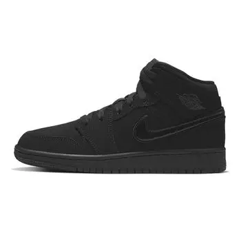 Кроссовки Air Jordan 1 Mid GS Triple Black Kids 554725-056
