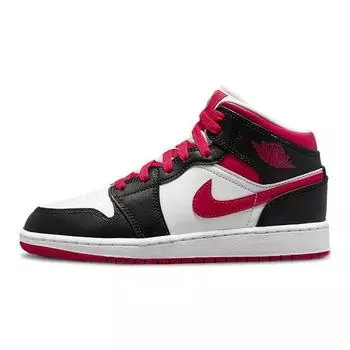 Кроссовки Air Jordan 1 Mid GS White Very Berry Kids Черные 554725-016 35.5