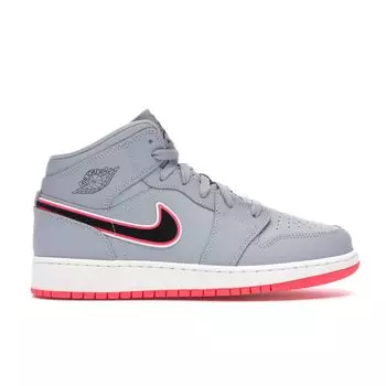 Кроссовки Air Jordan 1 Mid GS Wolf Grey Pink Kids Racer-Pink Black 555112-060