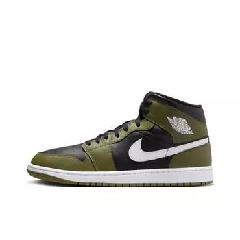 Кроссовки Air Jordan 1 Mid Medium Olive Unisex Green Black White DQ8426-092 42.5